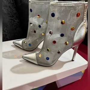 Katy Perry Collections Silver Mesh Heels with Colorful Dots RARE pair
